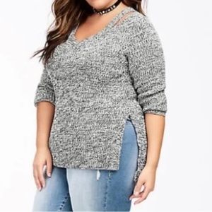 TORRID | marled split neck tunic sweater